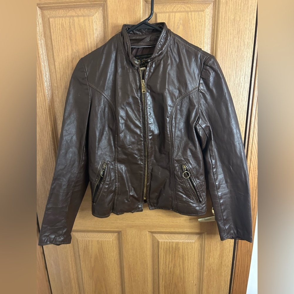 Brooks Brown Leather Zip Up Jacket